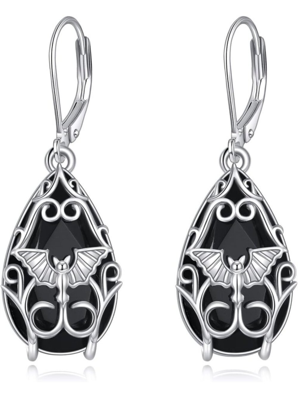 Black Tourmaline Dangle Earrings in Sterling Silver | Crystal Healing Jewelry